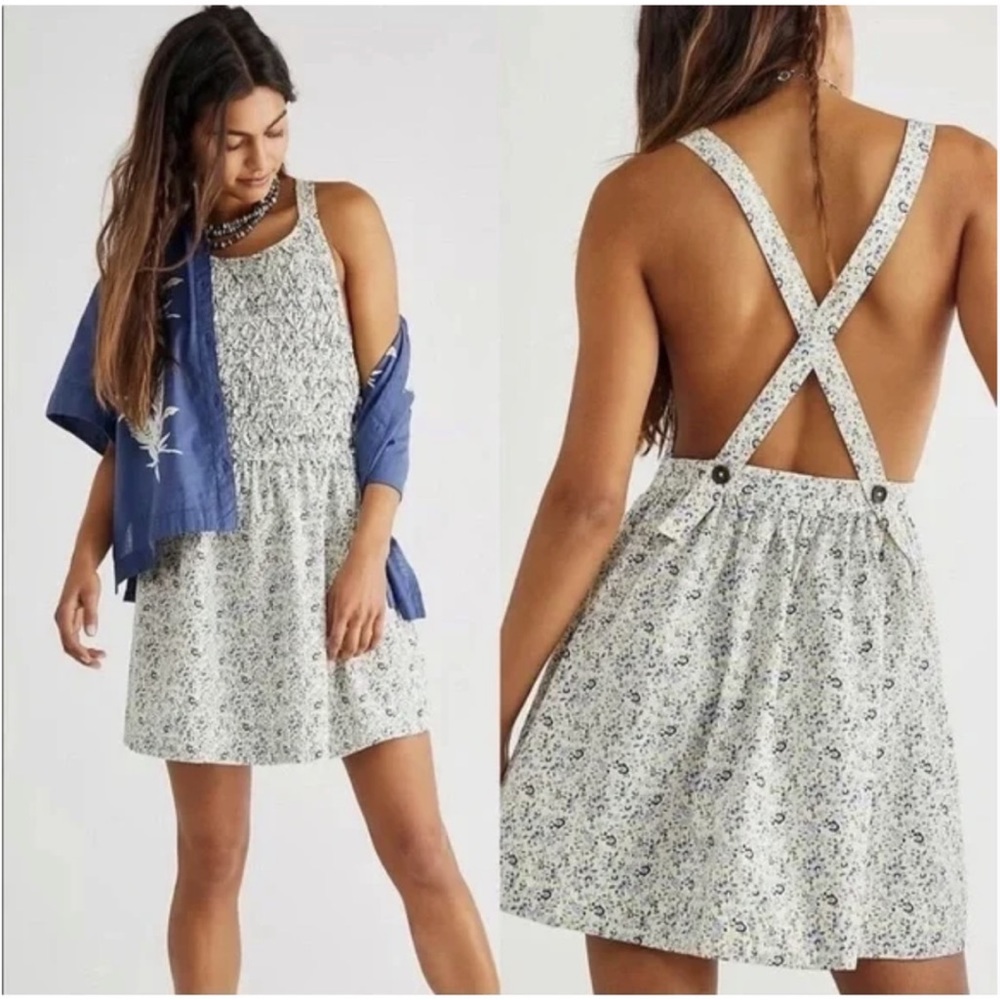 Free People | Petunia Cross Back Strap Floral Mini Dress, XL